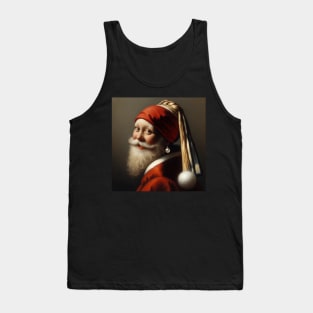 Santa in the Style of Vermeer's Masterpiece - Holiday Parody Art Tank Top